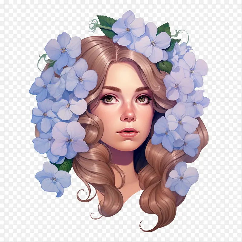 绣球花-绣球花女孩肖像花女孩花环