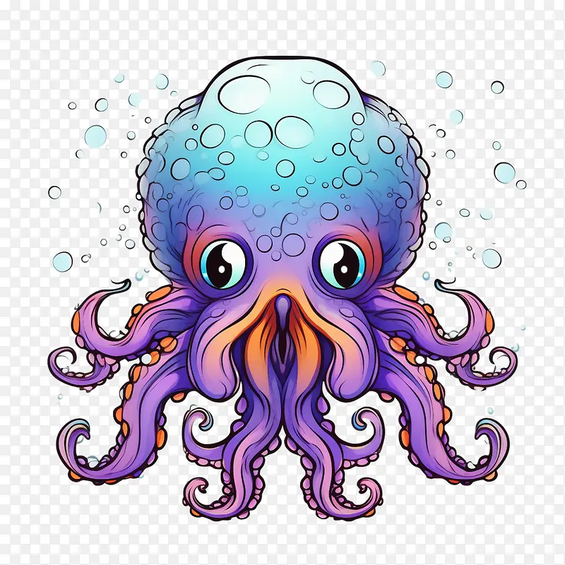 章鱼-章鱼可爱异想天开卡通海洋