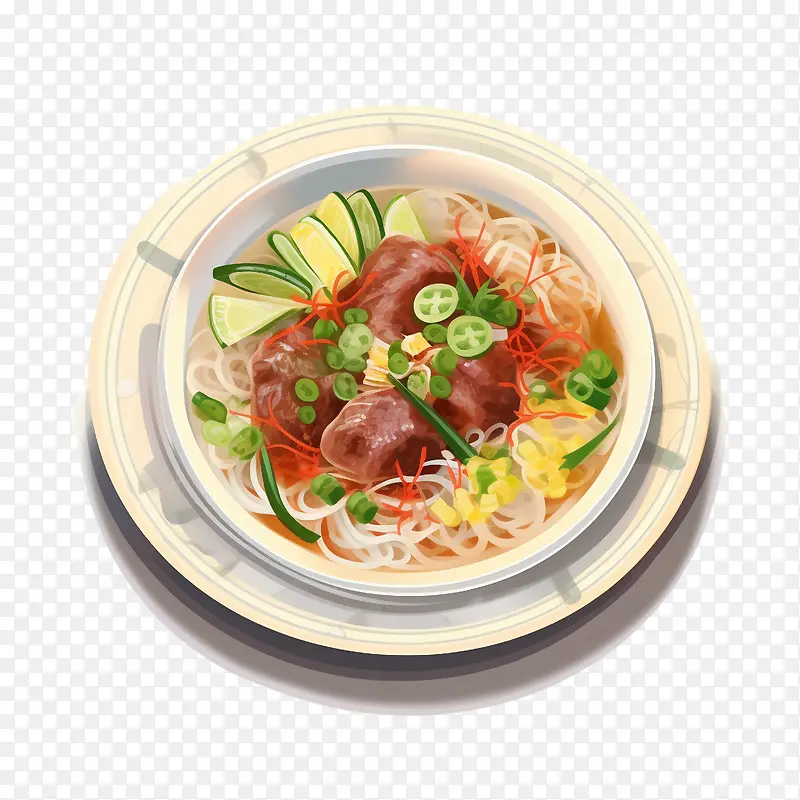 面条-面条面条肉丸汤辣