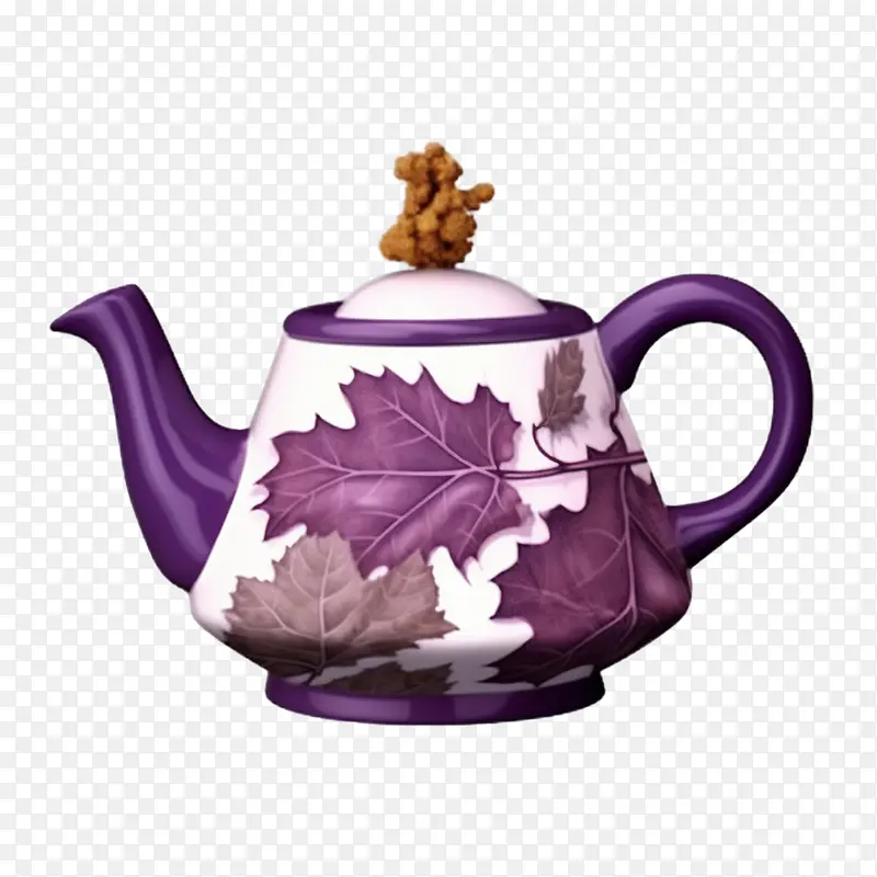 茶壶-茶壶紫色茶壶叶图案