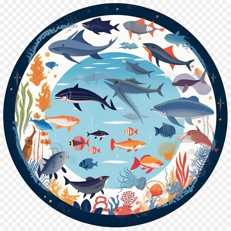海滩-海滩鱼鲨鱼海豚海龟
