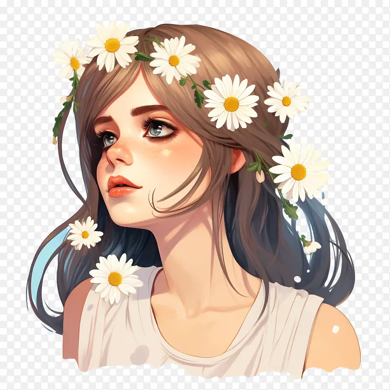 时尚女孩-雏菊花