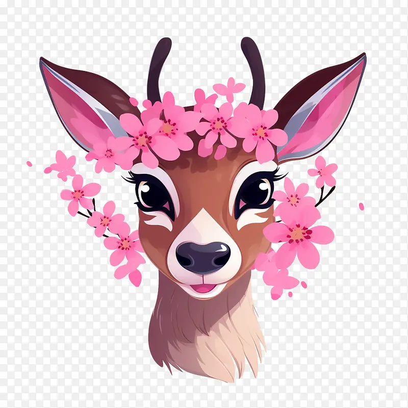 鹿-鹿鹿小鹿鹿角花朵