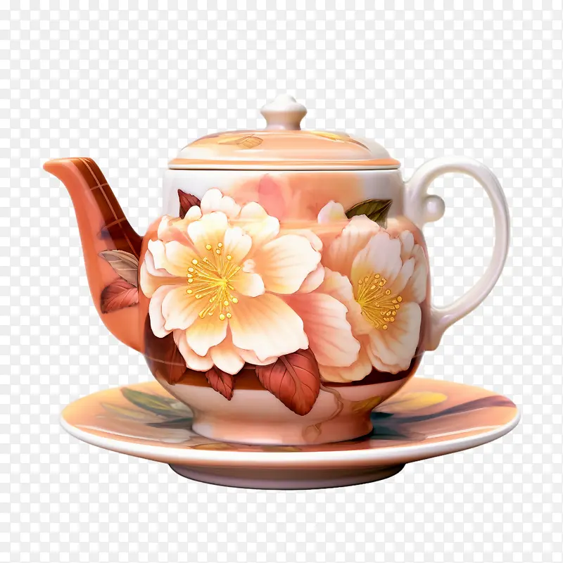 茶壶-花卉图案