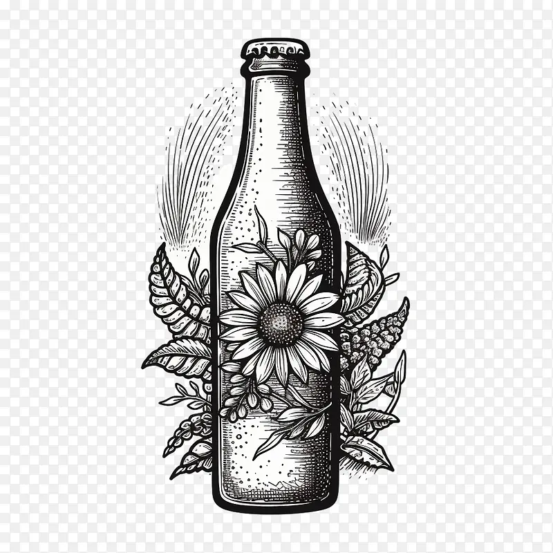 啤酒瓶-花卉图案