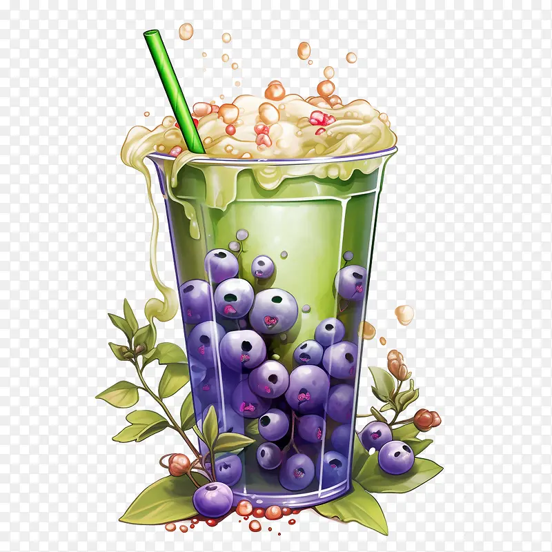 抹茶珍珠奶茶-抹茶珍珠奶茶蓝莓冰沙冰沙碗蓝莓冰