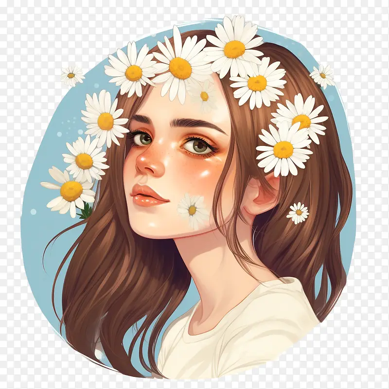 时尚女孩-雏菊花
