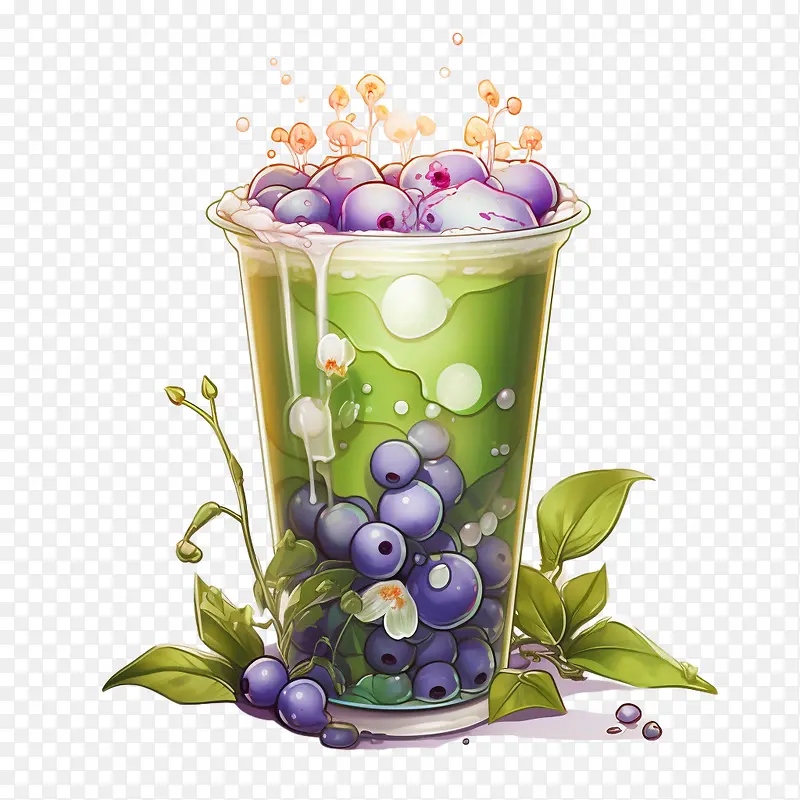 抹茶珍珠奶茶-抹茶珍珠奶茶水果蓝莓汁杯