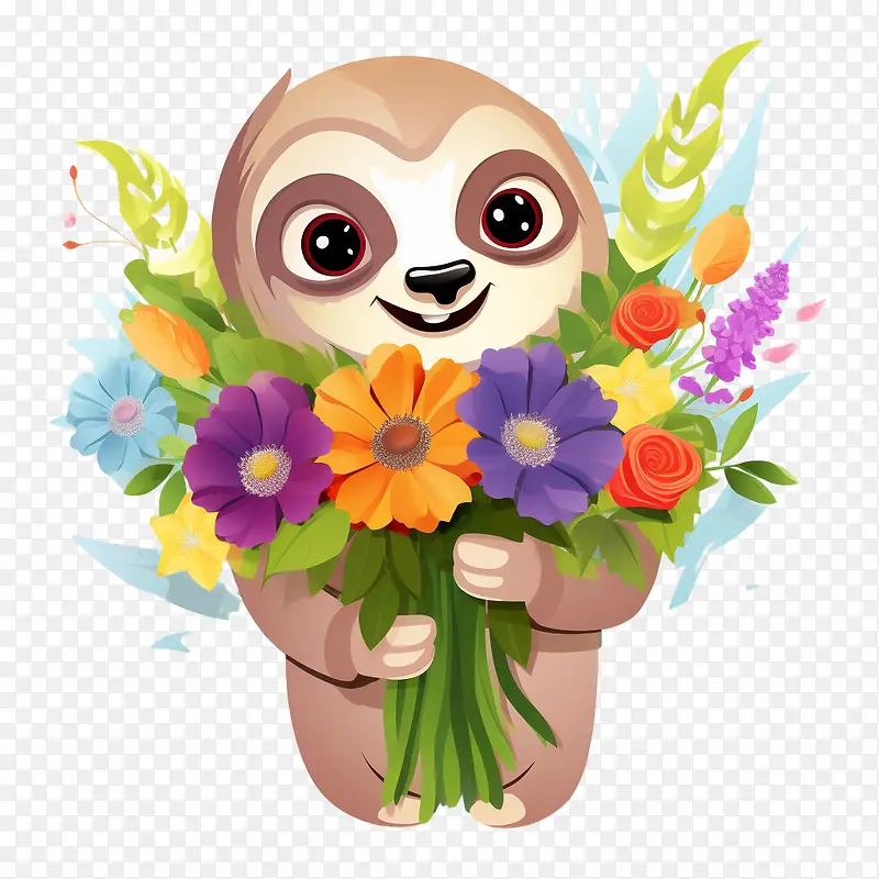 树懒-树懒树懒可爱的树懒宝宝花束