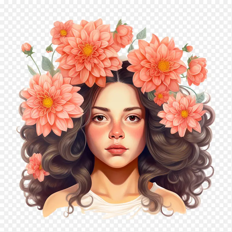 大丽花花-大丽花花女孩肖像时尚女孩美丽女人