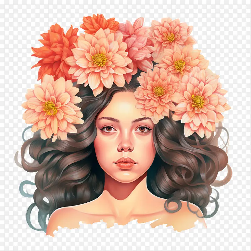 大丽花花-橙色