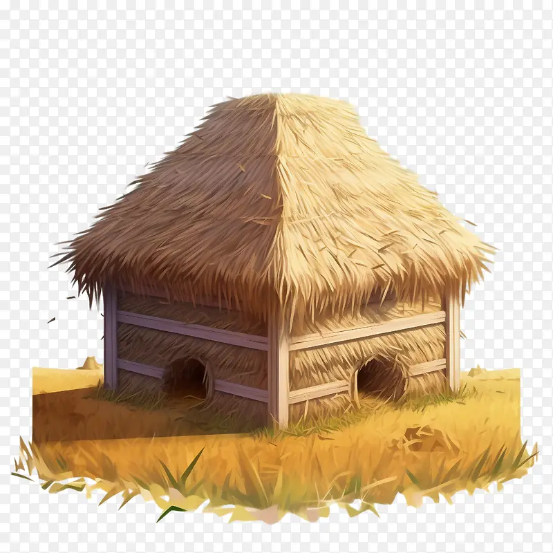 干草捆-干草捆干草堆稻草小屋舒适
