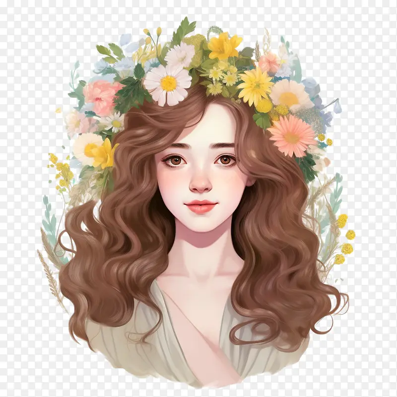 女孩肖像-花花环