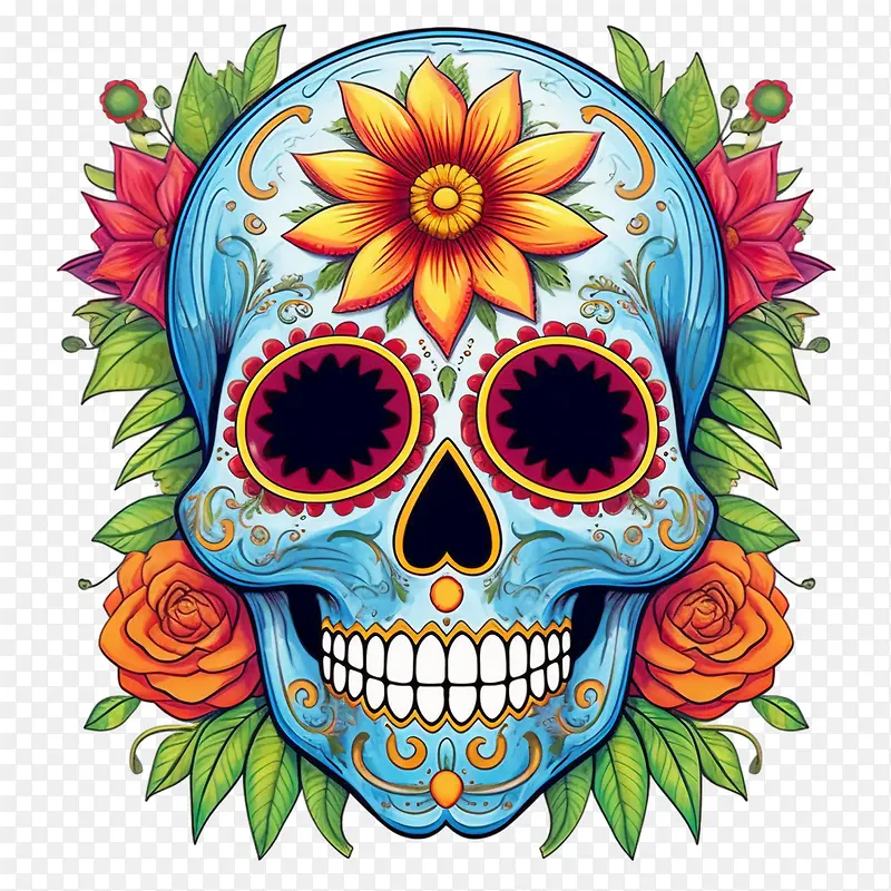 糖头骨-糖头骨头骨亡灵节糖头骨花