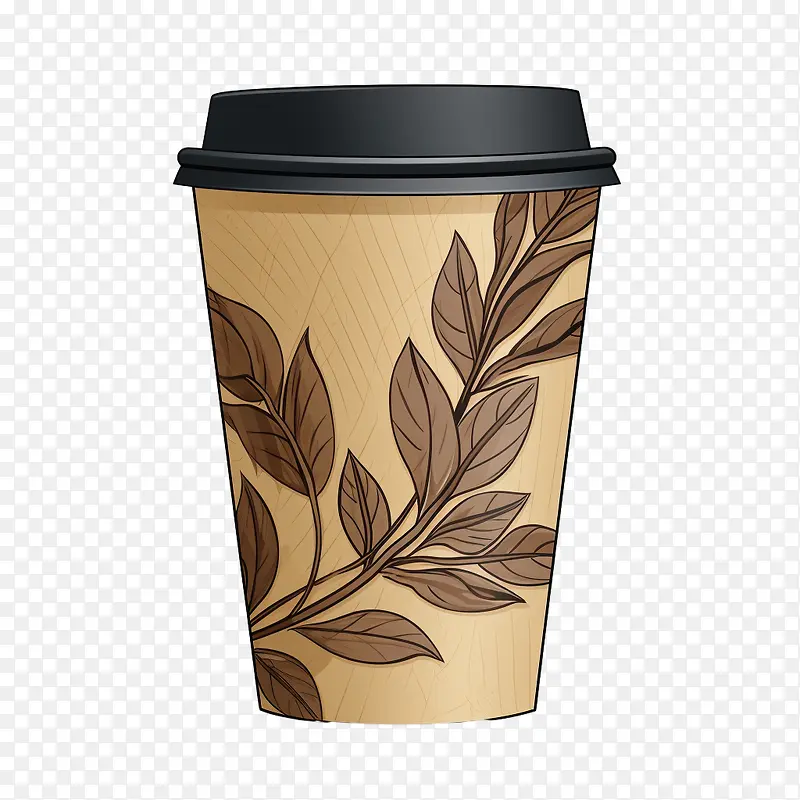牛皮纸咖啡杯-牛皮纸咖啡杯纸咖啡杯木纸杯棕色叶子