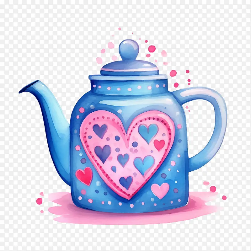 茶壶-茶壶茶壶蓝心粉色