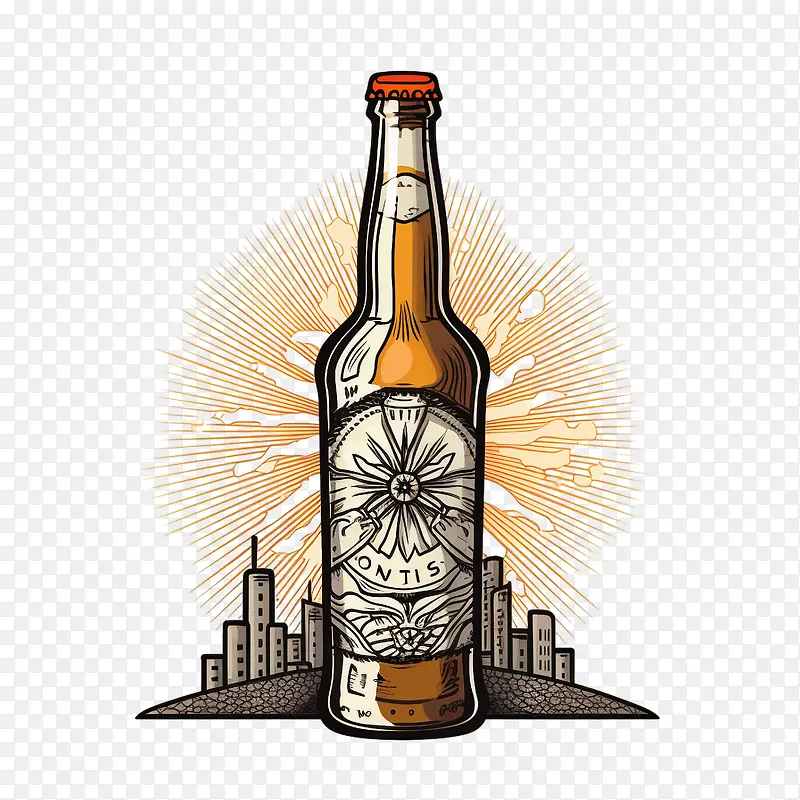 啤酒瓶-城市天际线