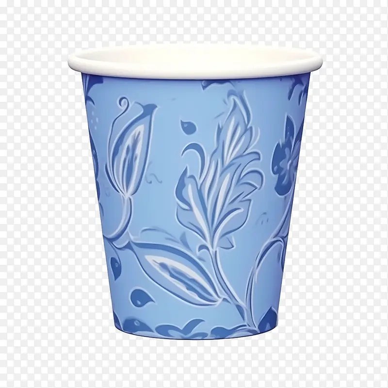 咖啡纸杯-咖啡纸杯蓝色纸咖啡杯蓝色花卉图案