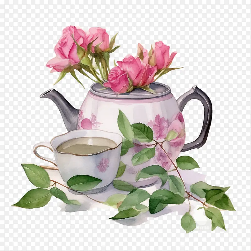 茶壶-茶壶茶壶玫瑰花茶叶