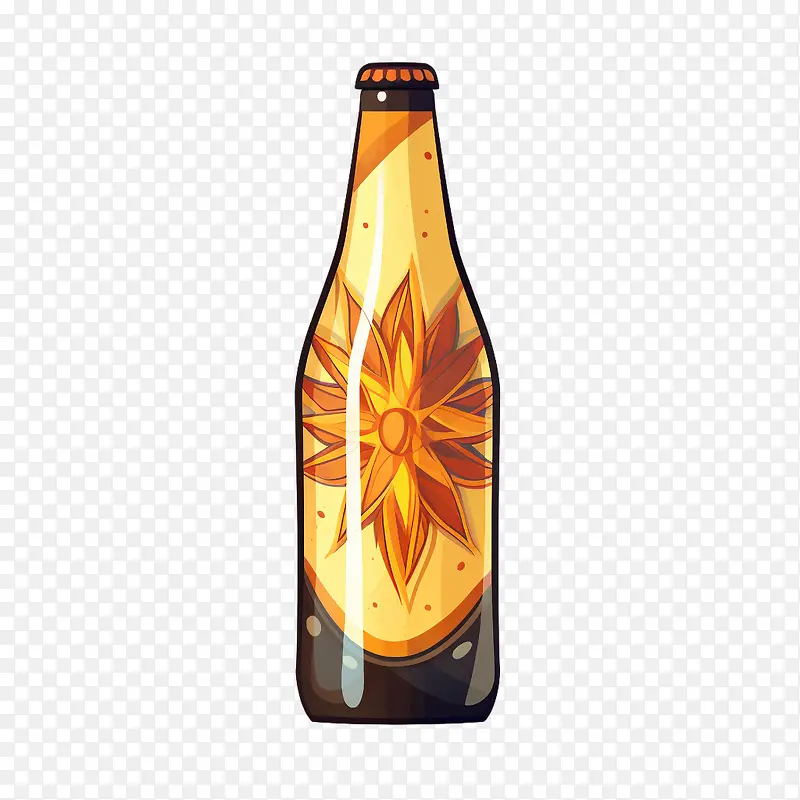 啤酒瓶-啤酒瓶啤酒瓶金色花卉