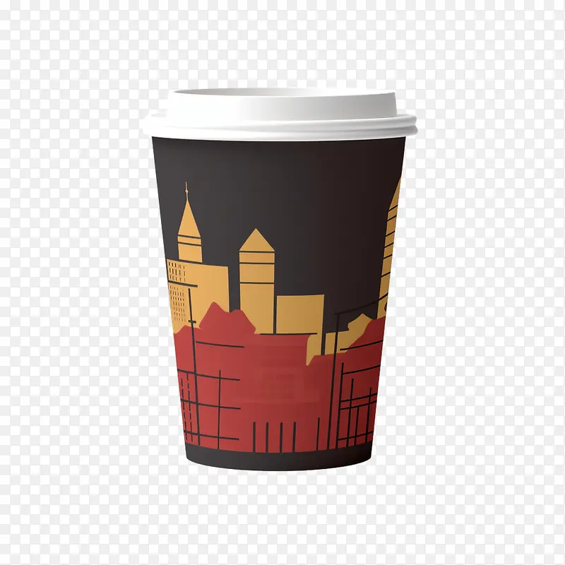 纸咖啡杯-纸咖啡杯城市天际线建筑城市景观