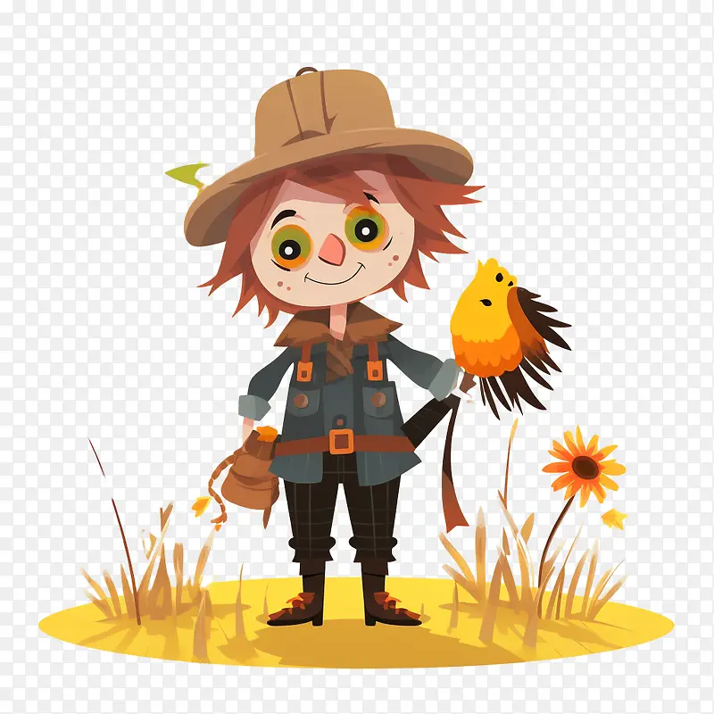 稻草人-稻草人小丑农民服装黄鸟