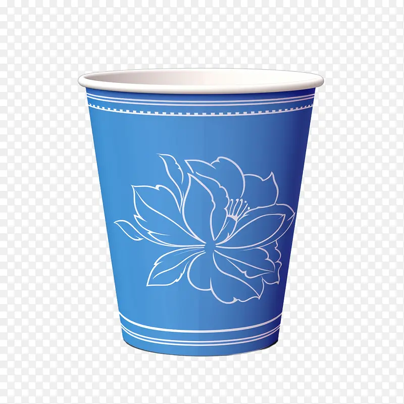 咖啡纸杯-咖啡纸杯蓝色纸咖啡杯蓝色花卉装饰