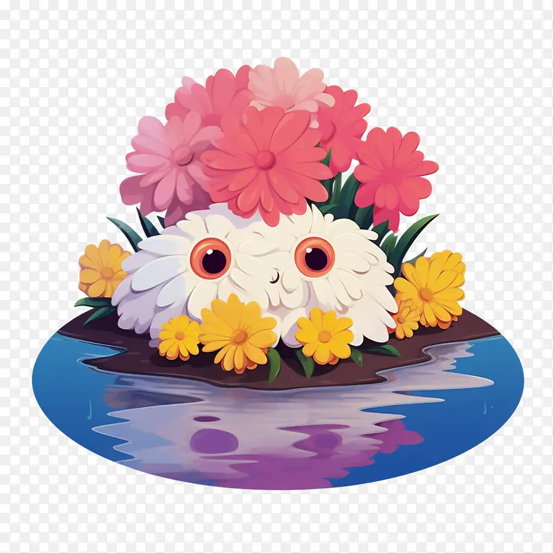 蓬松的水坑-蓬松的水坑可爱的水坑花湖水