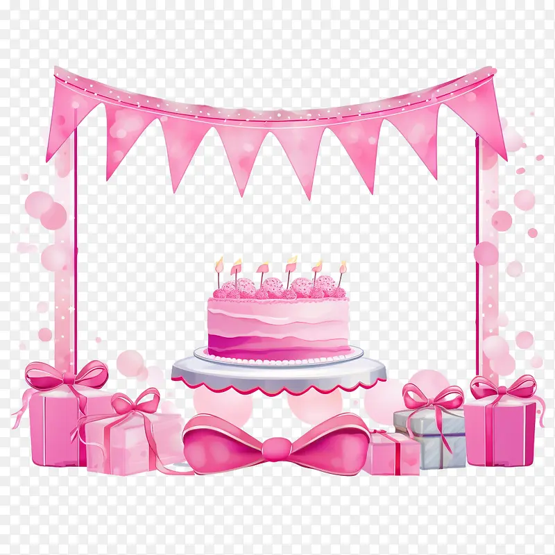 生日框架-粉色生日蛋糕