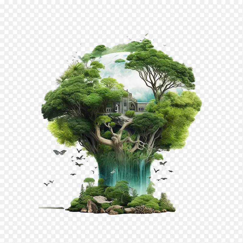 世界自然保护日-世界自然保护日森林树屋水
