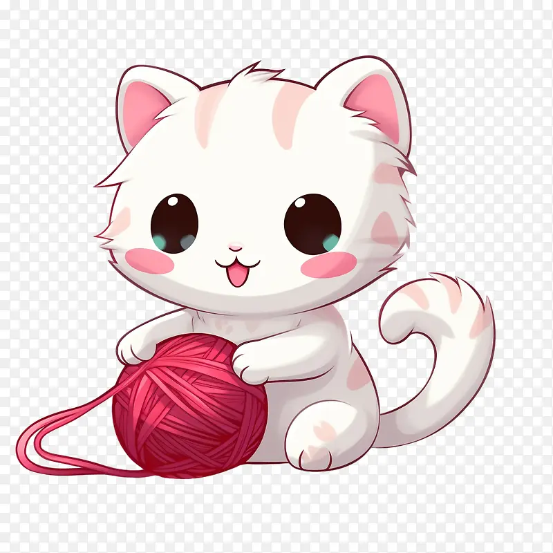 猫玩毛线球-猫玩毛线球猫可爱的小猫白色