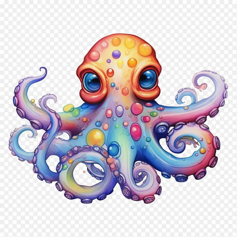 章鱼-章鱼多彩卡通可爱海洋