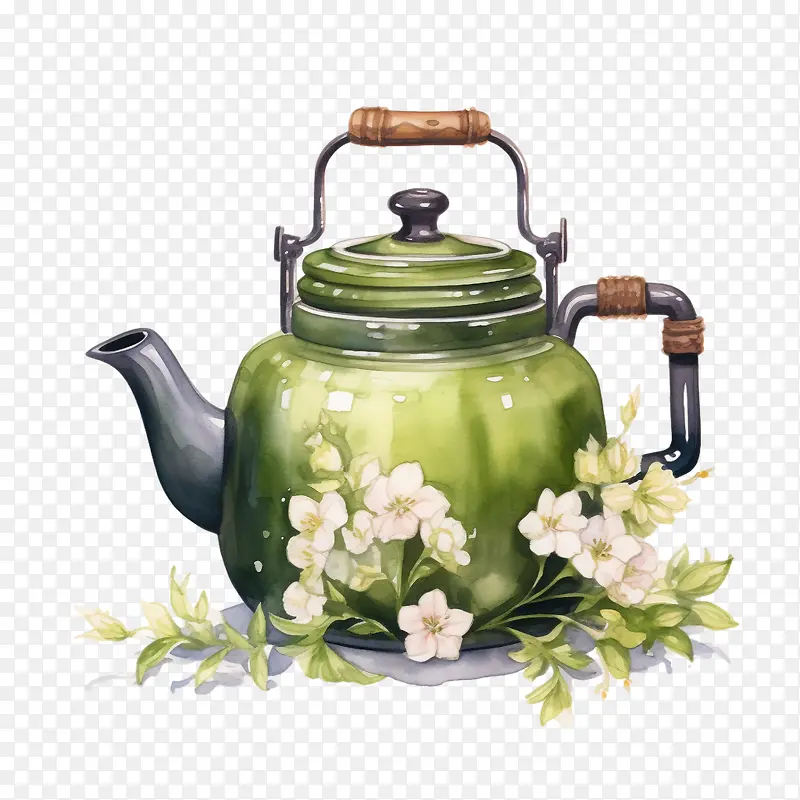 茶壶-茶壶绿茶壶茶具鲜花复古