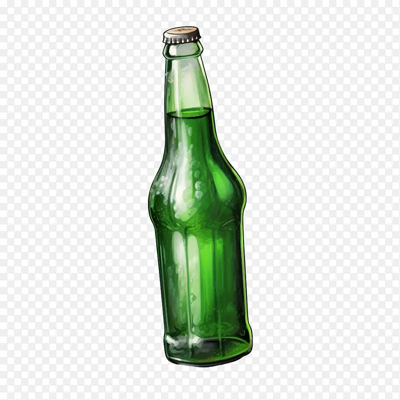 啤酒瓶-啤酒瓶啤酒玻璃绿色气泡