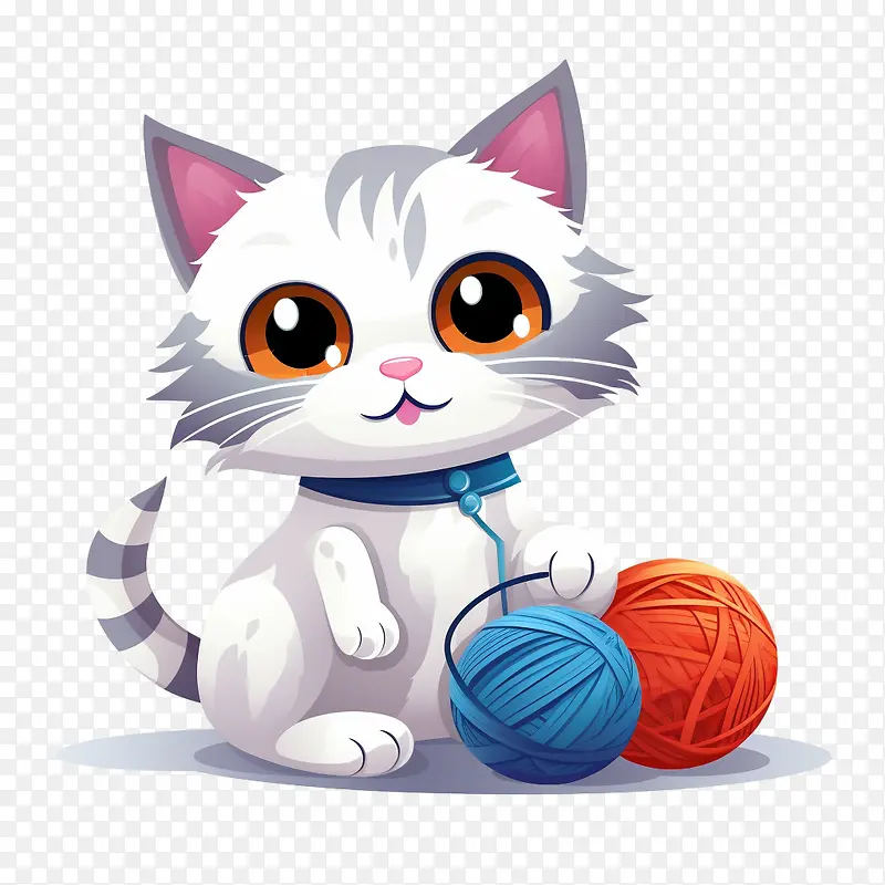 猫玩毛线球-猫玩毛线球小猫白色可爱毛线球