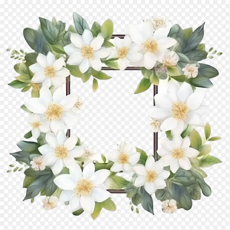 茉莉花方形-花框