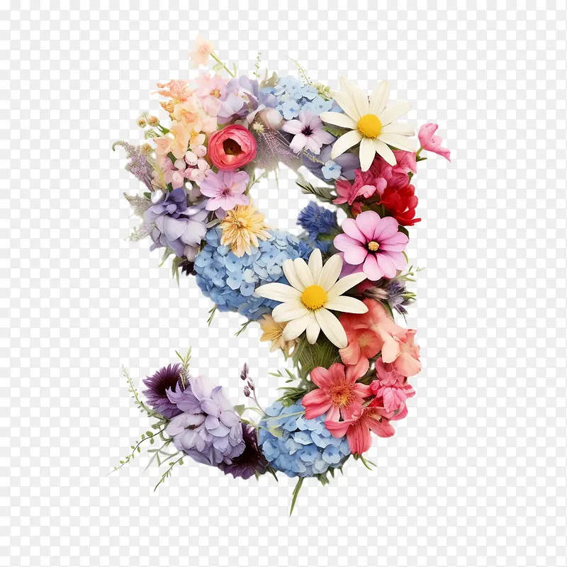 9号花-9号花鲜花插花水彩插图花束