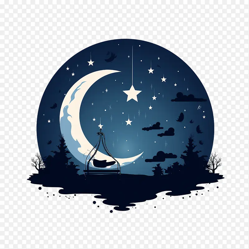 全球睡眠在星空下的夜晚-全球睡眠在星空下的夜晚夜晚月亮星星的天空