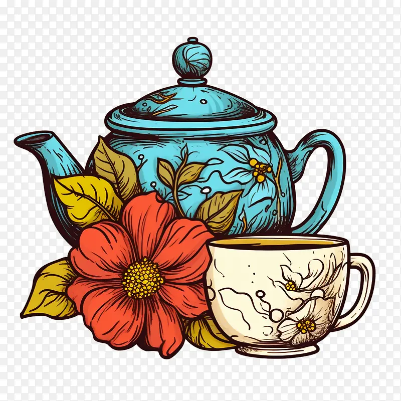 茶壶-茶壶茶壶杯茶叶花香