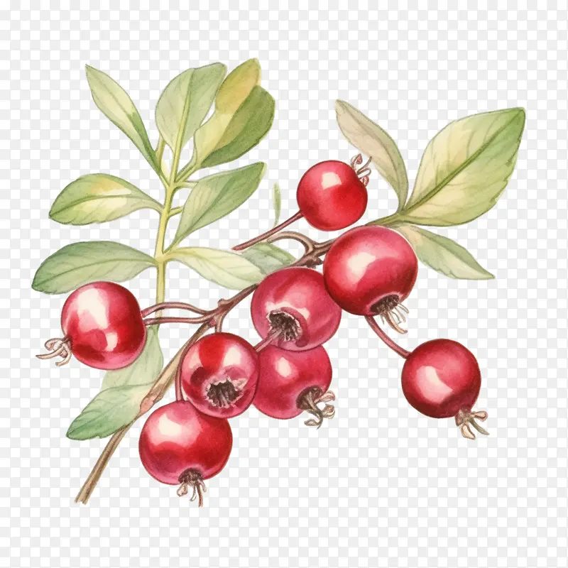 蔓越莓-蔓越莓覆盆子浆果红色水果水果插画