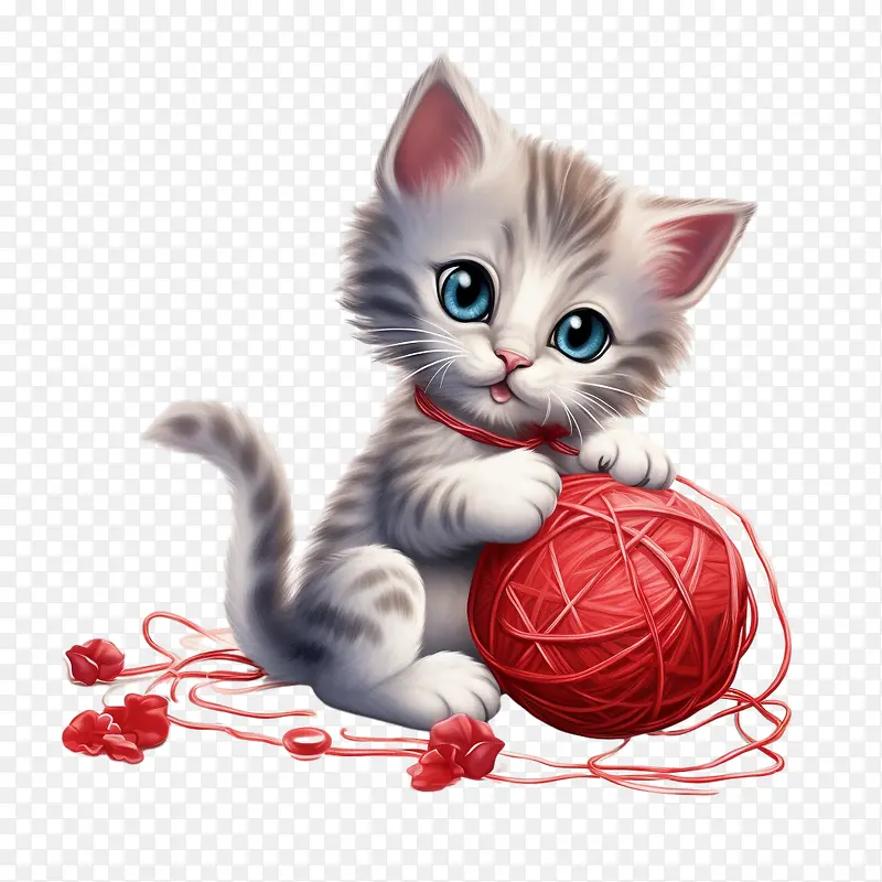 猫玩毛线球-猫玩毛线球小猫柔软蓬松可爱