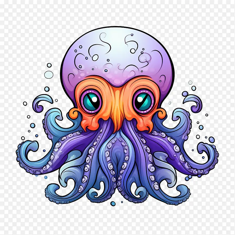 章鱼-章鱼可爱异想天开的卡通章鱼