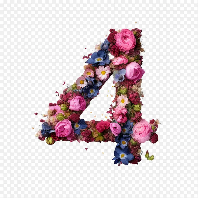 4号花-4号花鲜花插花粉红色蓝色