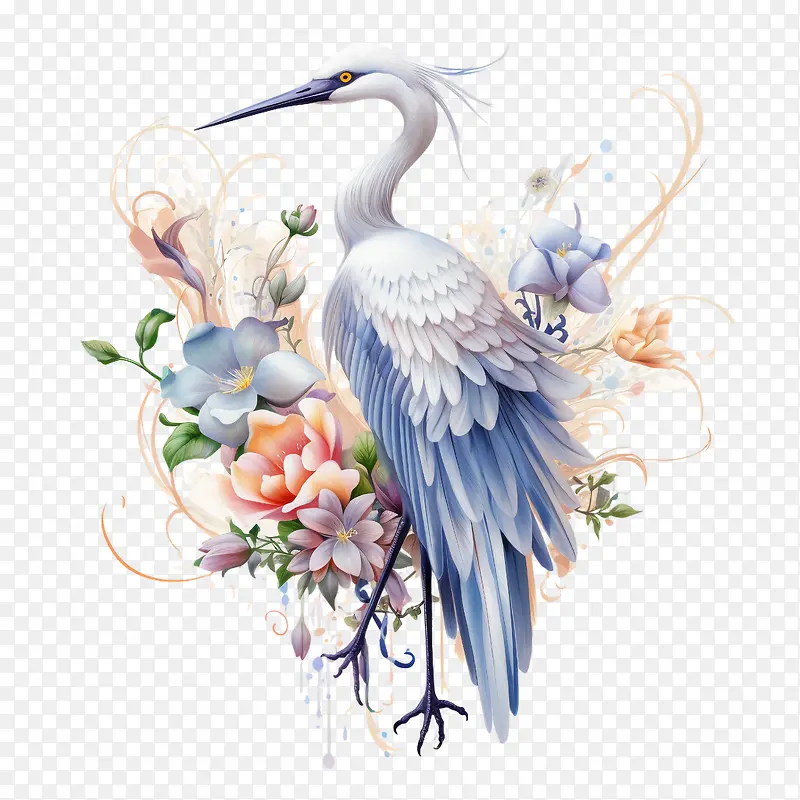 鹤花-鹤花鸟白鹭蓝鸟花