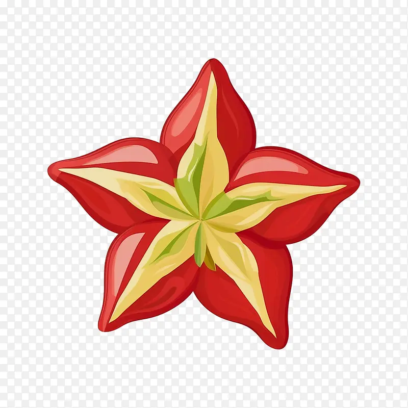 杨桃-杨桃红色星黄色程式化