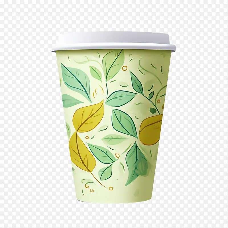 咖啡纸杯-咖啡纸杯绿色纸咖啡杯柠檬叶绿色