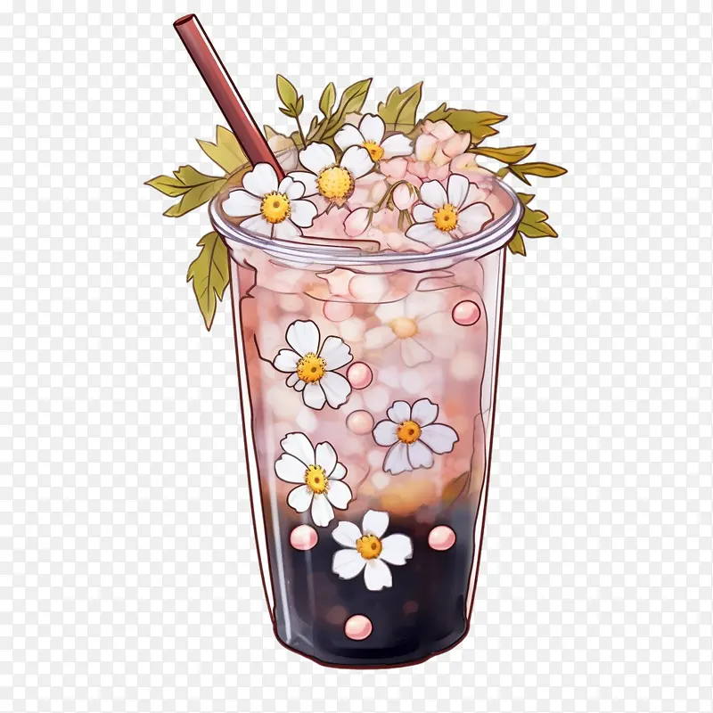 泡沫奶茶-白色背景