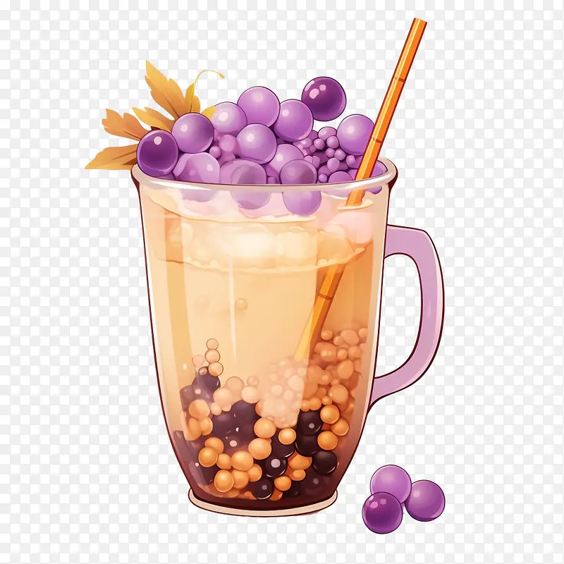 珍珠奶茶-珍珠奶茶果汁饮料浆果紫