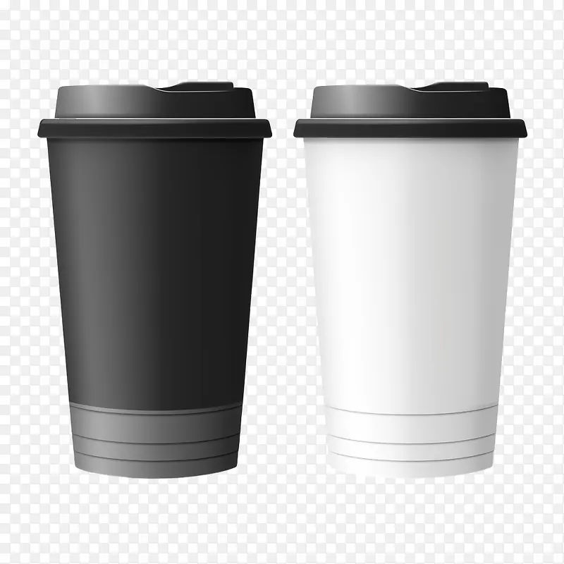 纸咖啡杯-纸咖啡杯杯子黑色白色盖子