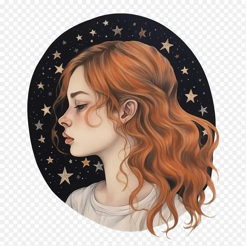 时尚女孩-时尚女孩卡通女孩女孩红头发星星
